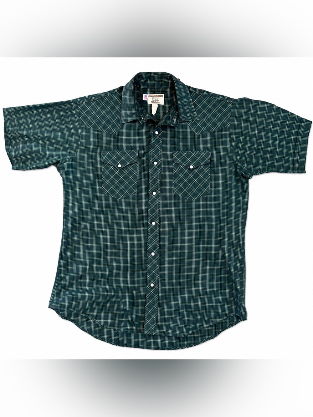 Ruddock Western Pearl Snap Plaid Shirt Green Vintage Cowboy Button Up L-XL